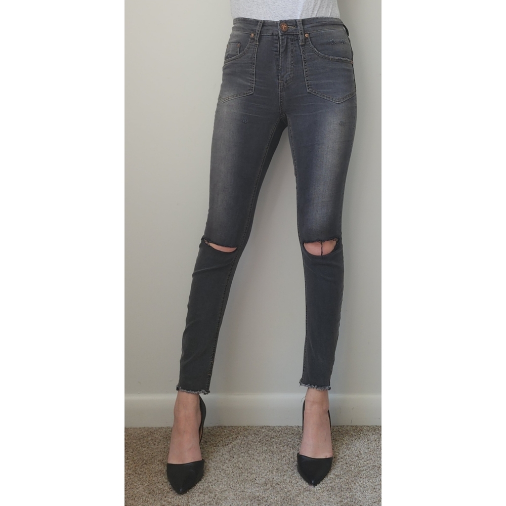 One Teaspoon Spray Ons Jeans 26 High Waist Stretch Skinny Fit Ripped knees